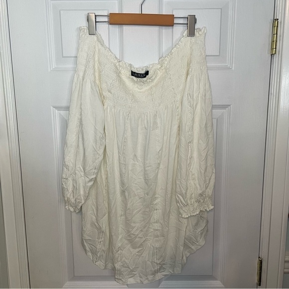 Lauren Ralph Lauren Off the Shoulder White Flowy Top 1X - Picture 1 of 6
